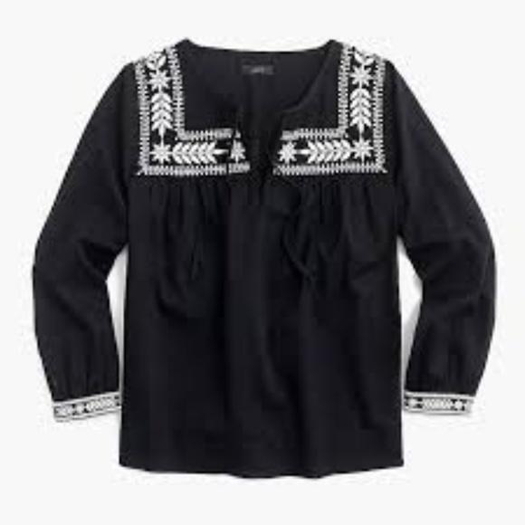 J. Crew Tops - J. Crew Embroidered top in cotton voile